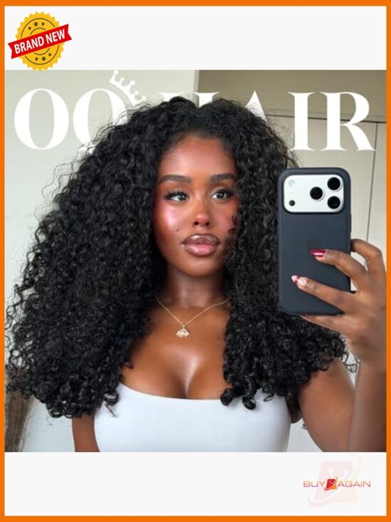 180% Density Curly Half Wig Beginner Friendly Glueless Drawstring Wear and Go main image 4